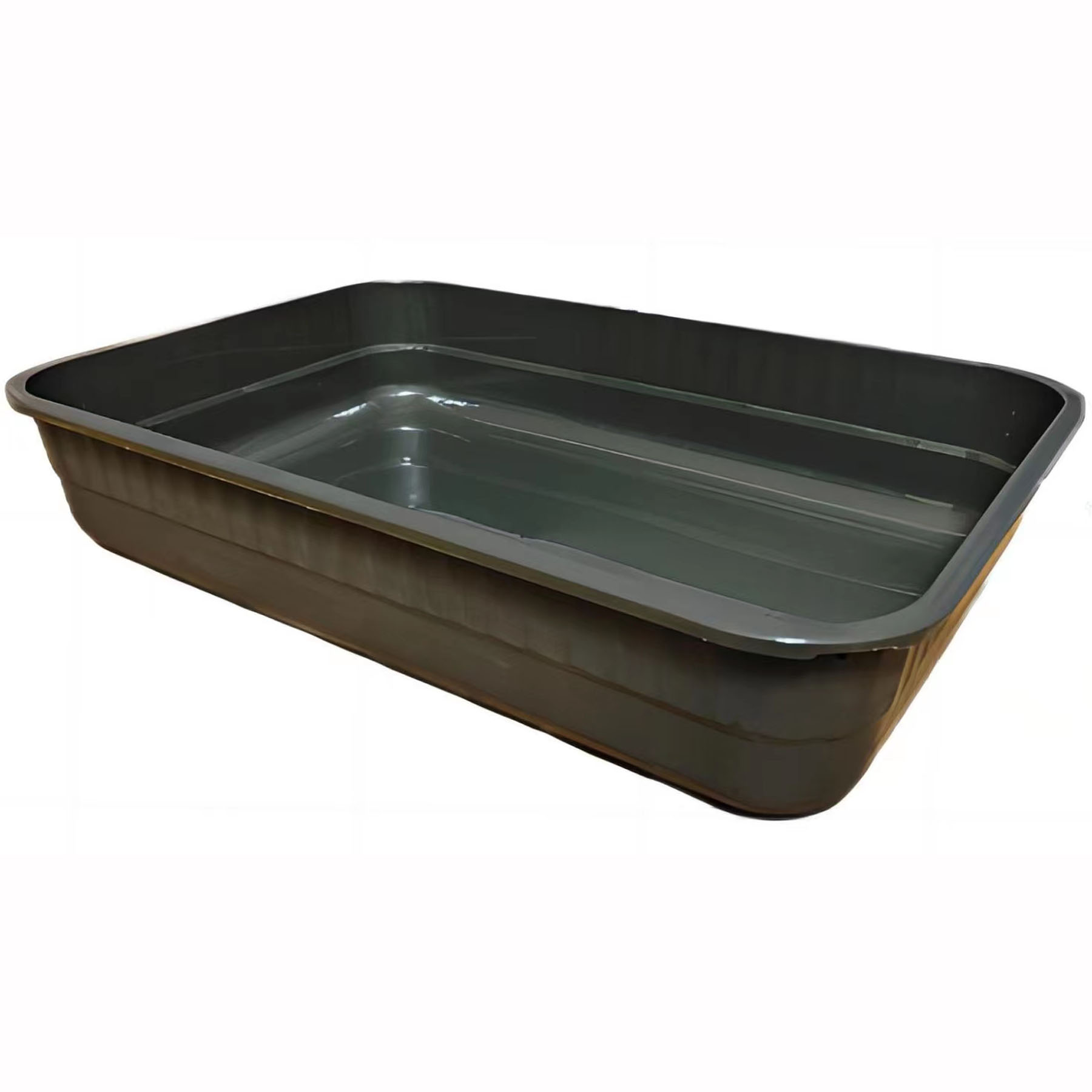 (image for) KUNWU Plastic 20" x 14" x 4" Simple Open Cat Litter Box Without Lid (Black Coral)