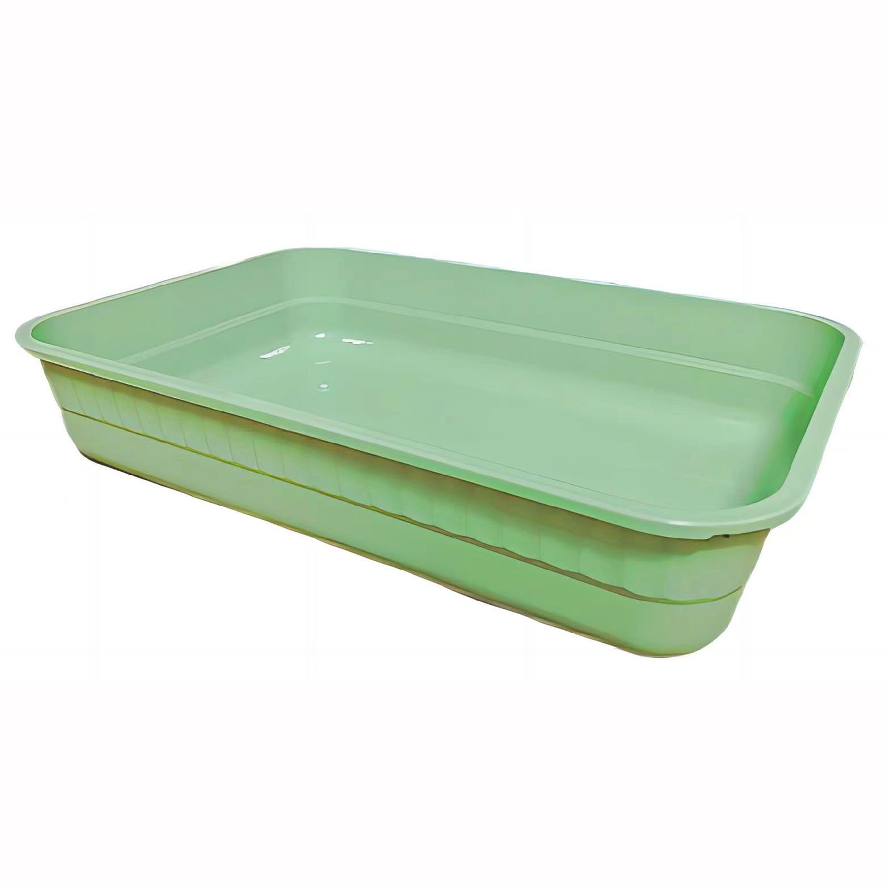 (image for) KUNWU Plastic 20" x 14" x 4" Simple Open Cat Litter Box Without Lid (Algae Green)