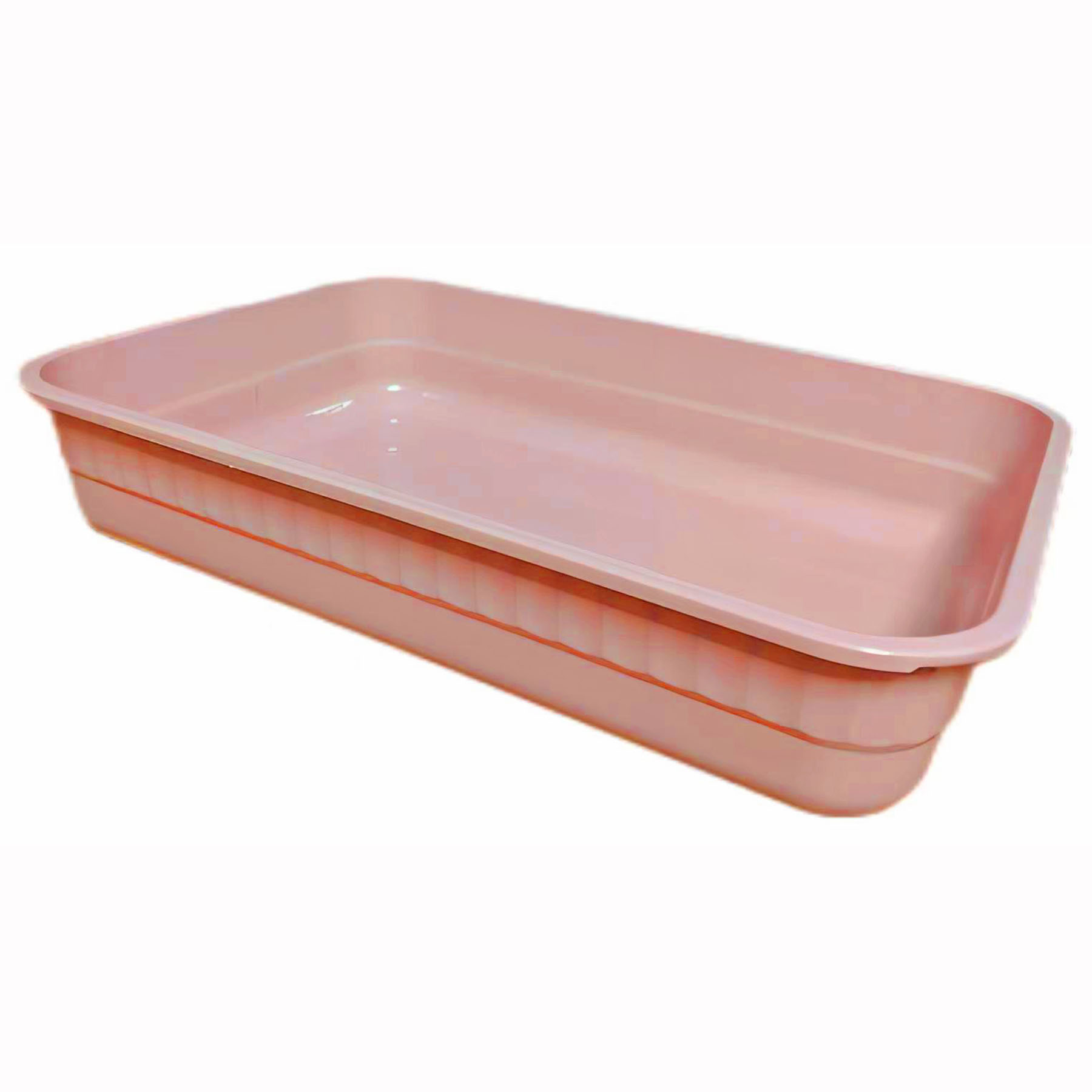 (image for) KUNWU Plastic 20" x 14" x 4" Simple Open Cat Litter Box Without Lid (Shell Pink)