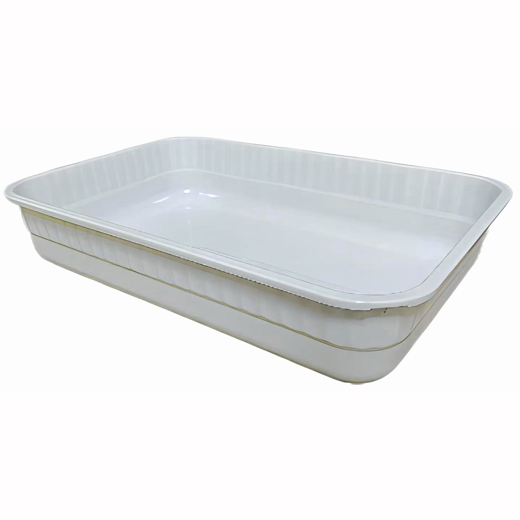 (image for) KUNWU Plastic 20" x 14" x 4" Simple Open Cat Litter Box Without Lid (White Lilac)