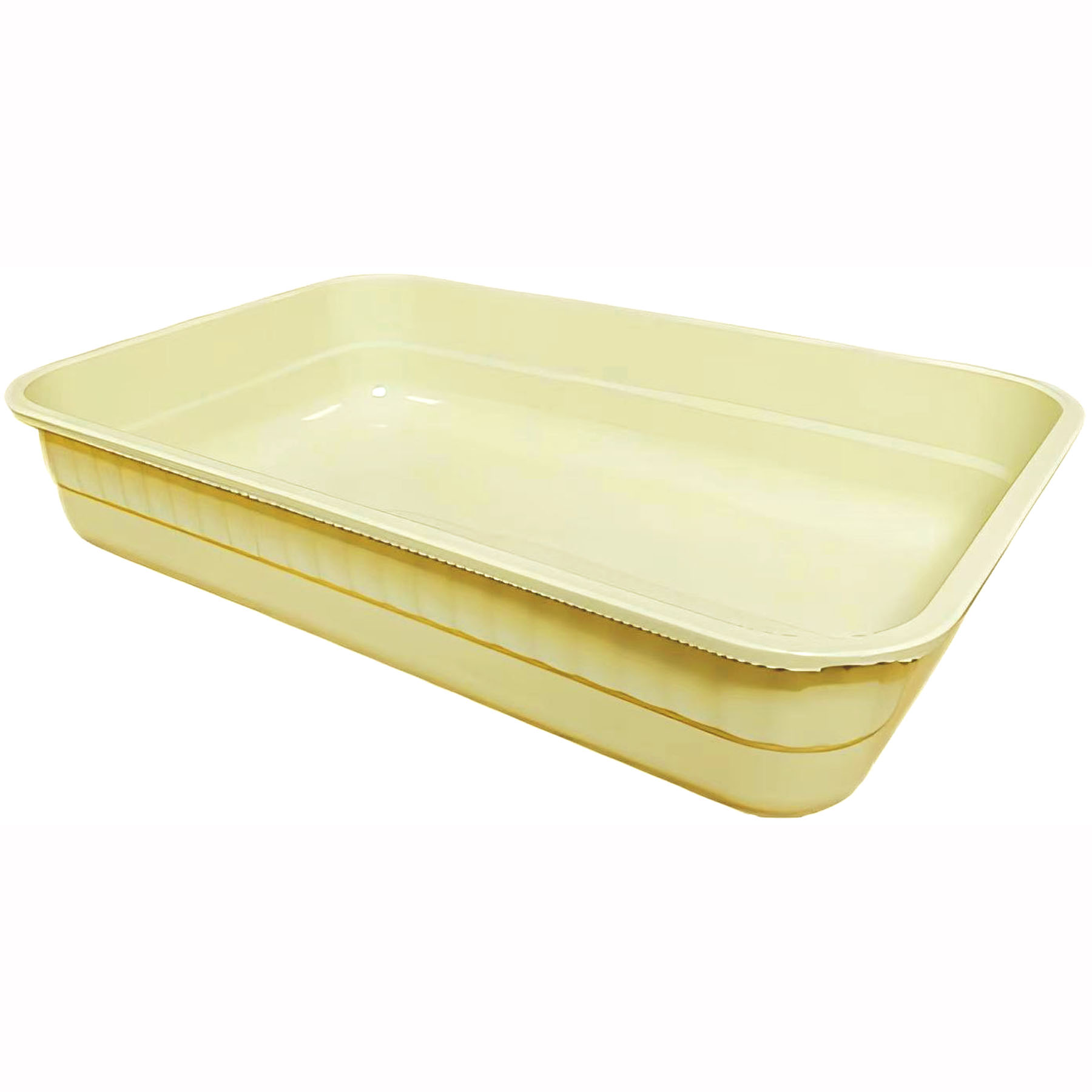 (image for) KUNWU Plastic 20" x 14" x 4" Simple Open Cat Litter Box Without Lid (Peach Yellow)